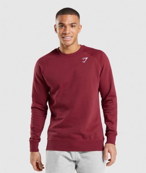 Men's Gymshark Crest Sweatshirts Burgundy | NZ 6AMTVS